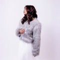 SZARE FUTRO PŁASZCZ OKRYCIE NARZUTKA BRIDAL STOLE