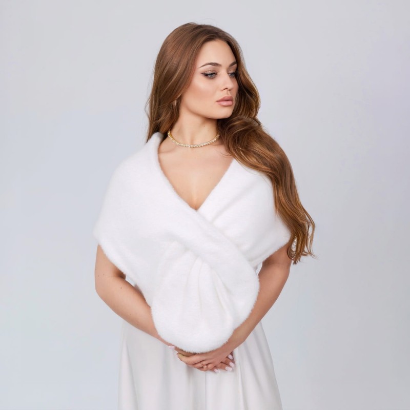 MONACO - bridal stole wool bridal cape bridal jacket white BRIDAL STOLE