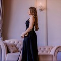 Formal black dress with leg slit
