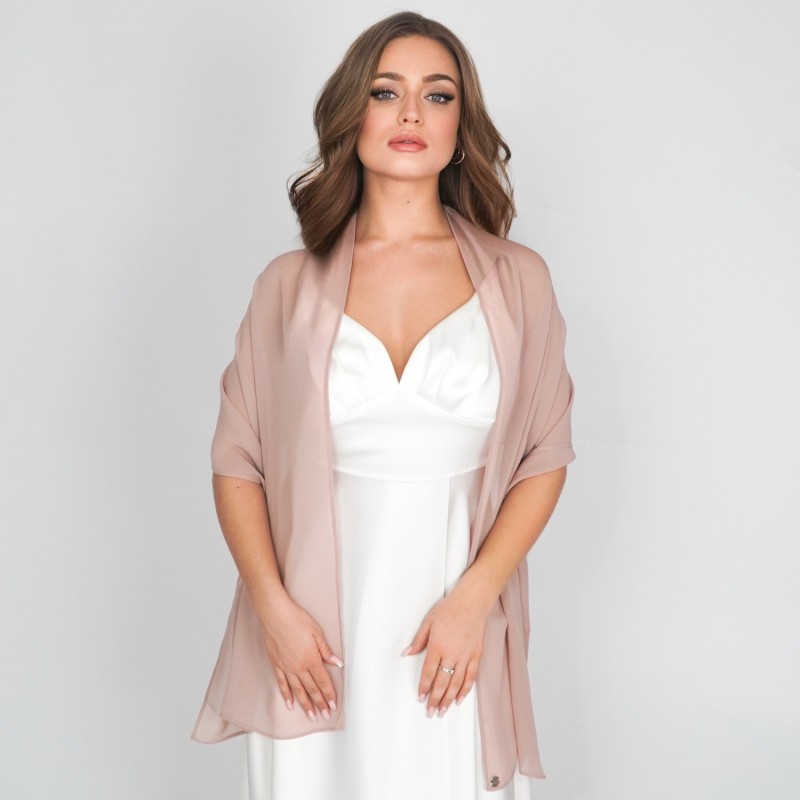 CHLOE – Chiffon Scarf in Powder Pink – Bridal and Evening Stole