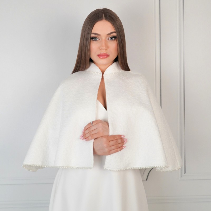 AURORA – Bridal Cape Bolero Wedding Wrap Bridal Cloak ECRU BRIDAL STOLE