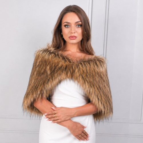 futerko ślubne brązowe narzutka okrycie bridal stole.jpg