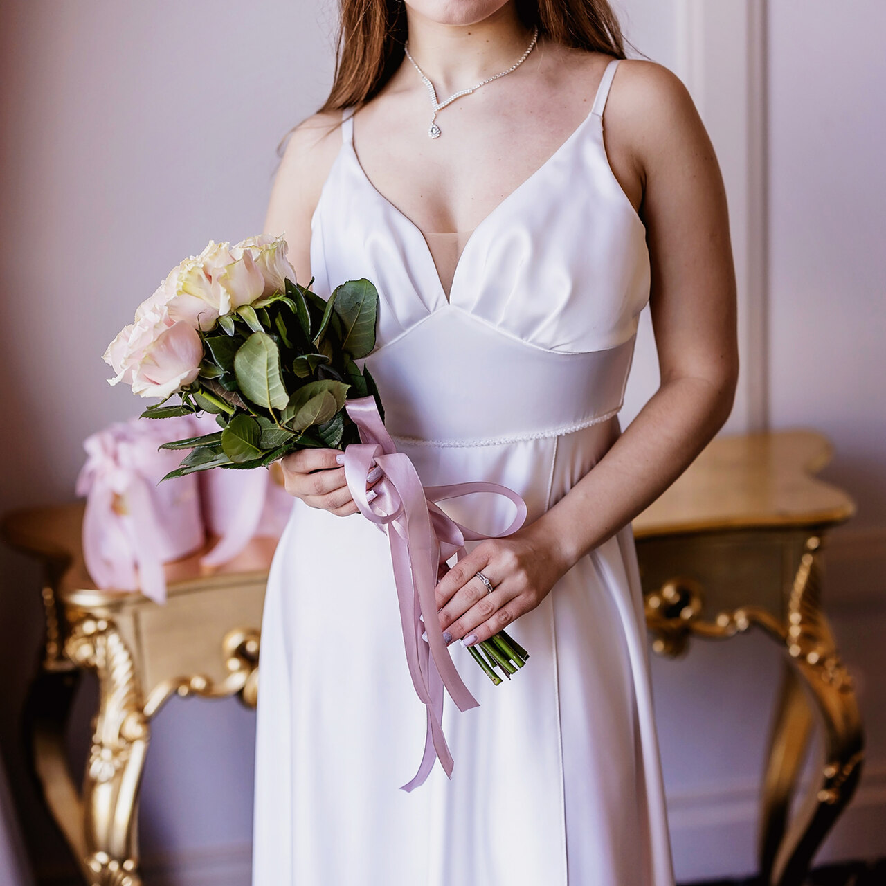 NOELIA - Smooth Bridal Dress with Delicate Waist Detailing in White   Minimalist Elegance for the Modern Bride . Check & Order Now! - BridalStole